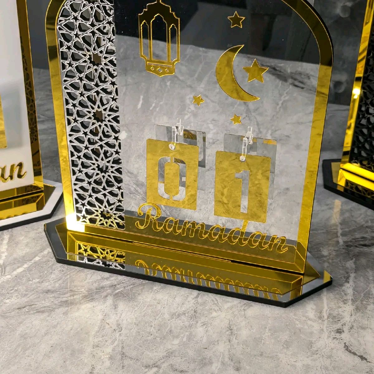 Large 30cm Luxury Ramadan Stand Gold and Silver