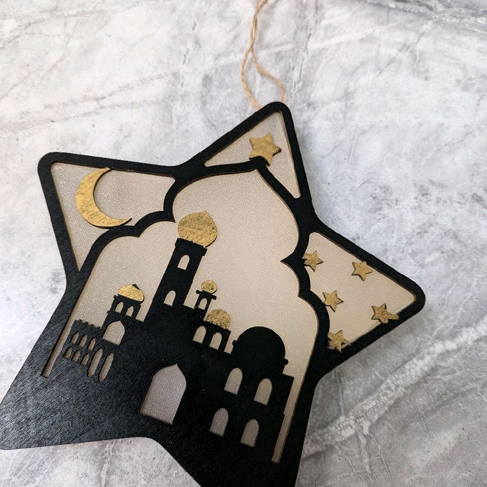 18cm LED Light up Star Shaped Mosque hanging or table ornament