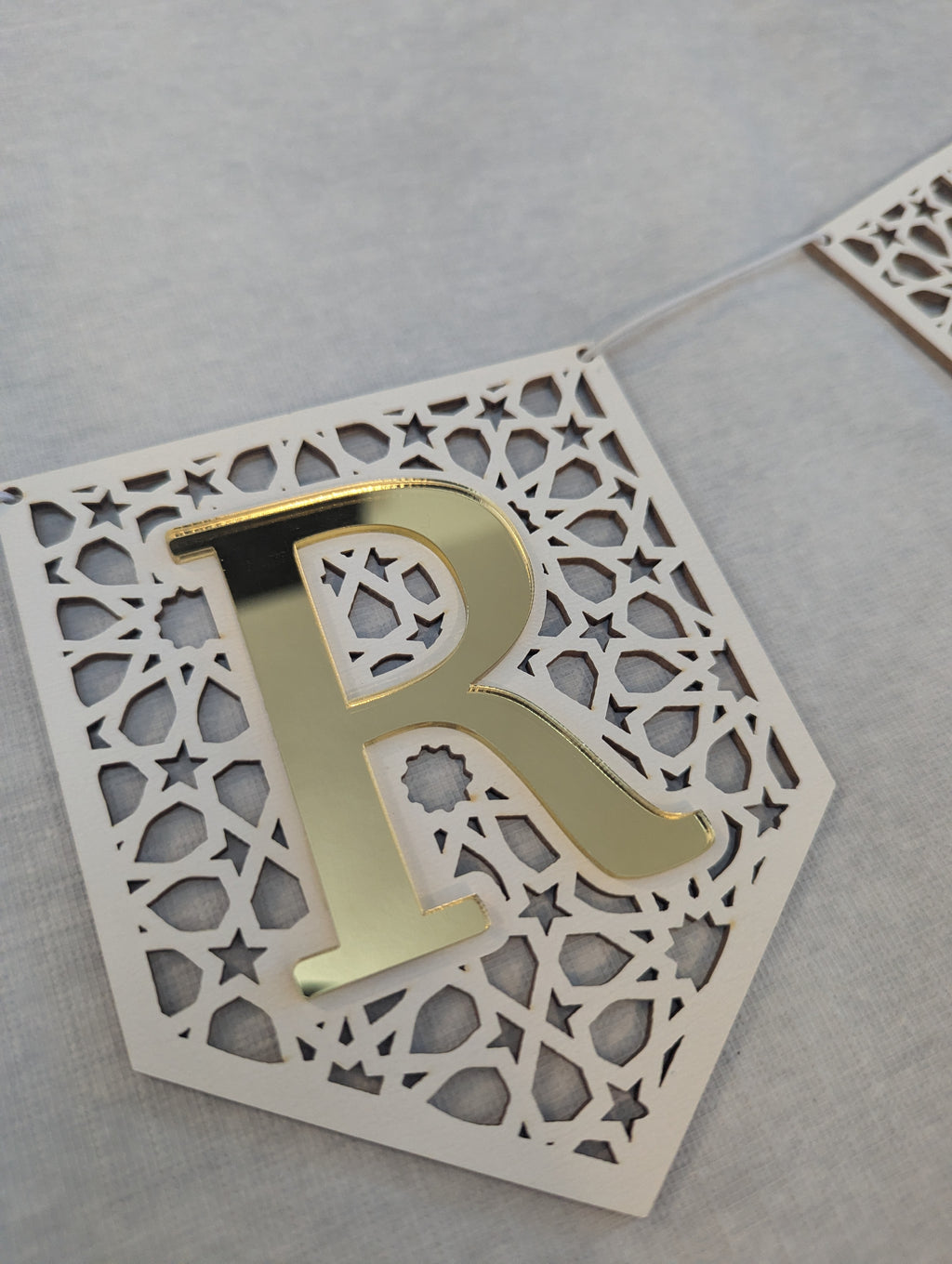 Set of 3 Ramadan Mubarak Eid Flag DIY Banners Acrylic and wooden Decoration