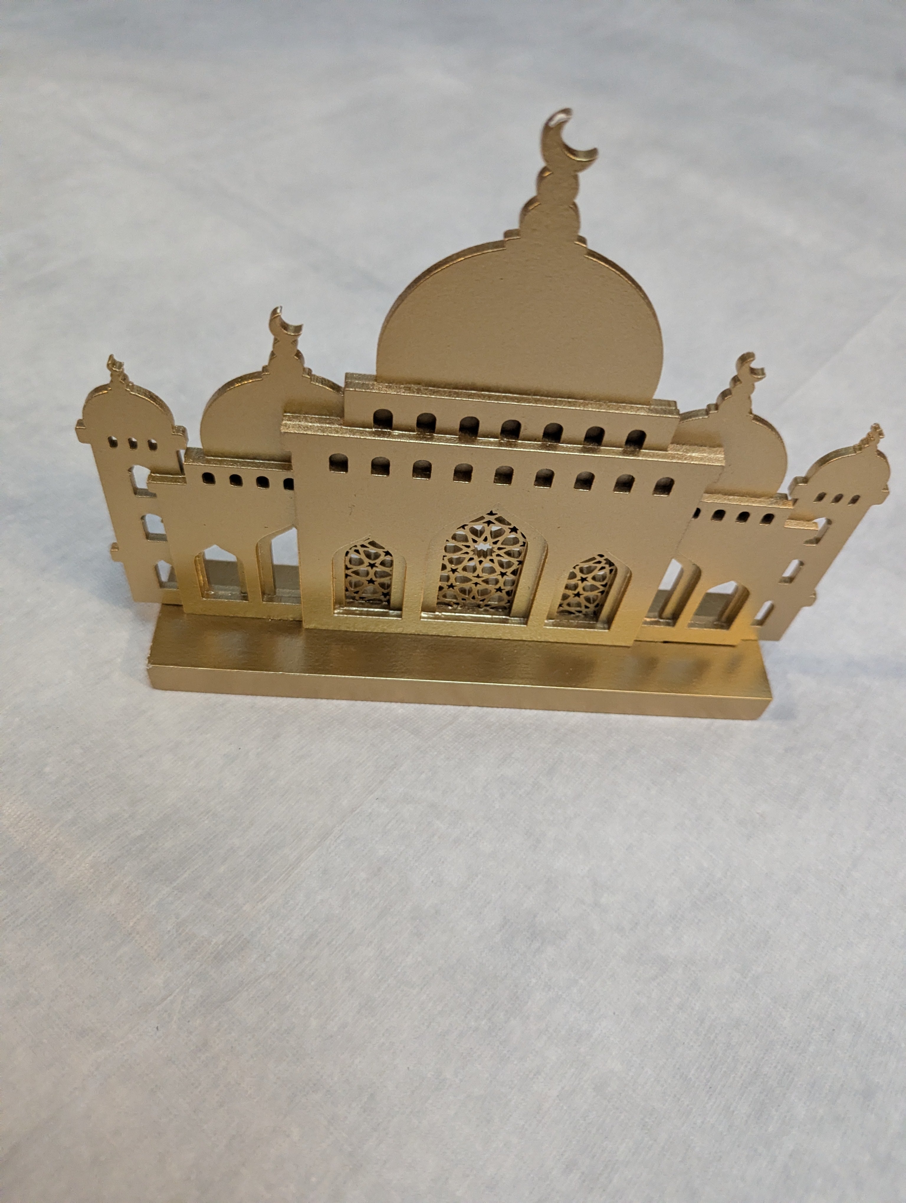 Set of 4 Gold Ramadan and Eid Decorations includes 3 hangings and mosque shaped table piece