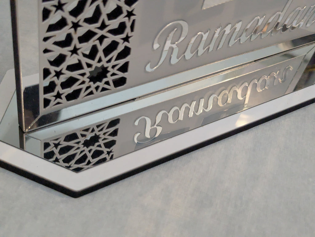 Large 30cm Luxury Ramadan Stand White and Silver