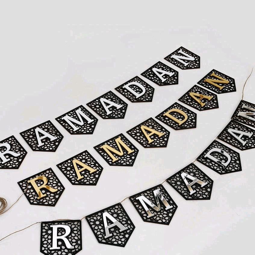 Ramadan Flag DIY Banner Acrylic and wooden Decoration